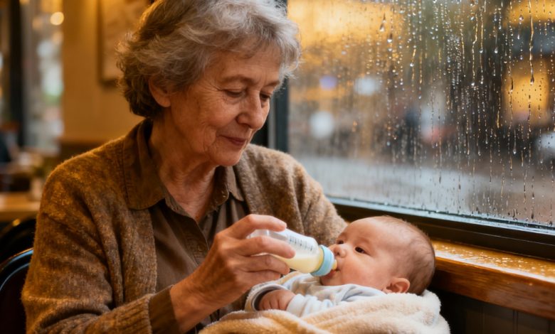 Pewnego deszczowego dnia weszłam do kawiarni, aby nakarmić płaczącą wnuczkę, ale zamiast ciepła spotkałam się z falą negatywu…i nagle w naszą stronę padł ostry męski głos — po jego słowach w kawiarni zapanowała cisza…