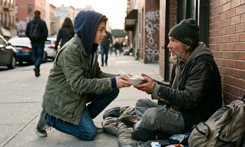 Właściciel restauracji skarcił dwunastoletniego syna za to, że nakarmił bezdomnego. Chłopiec dał ojcu lekcję na całe życie
